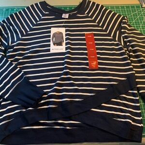 Active Life Navy and White Striped Top with Crossover Hem